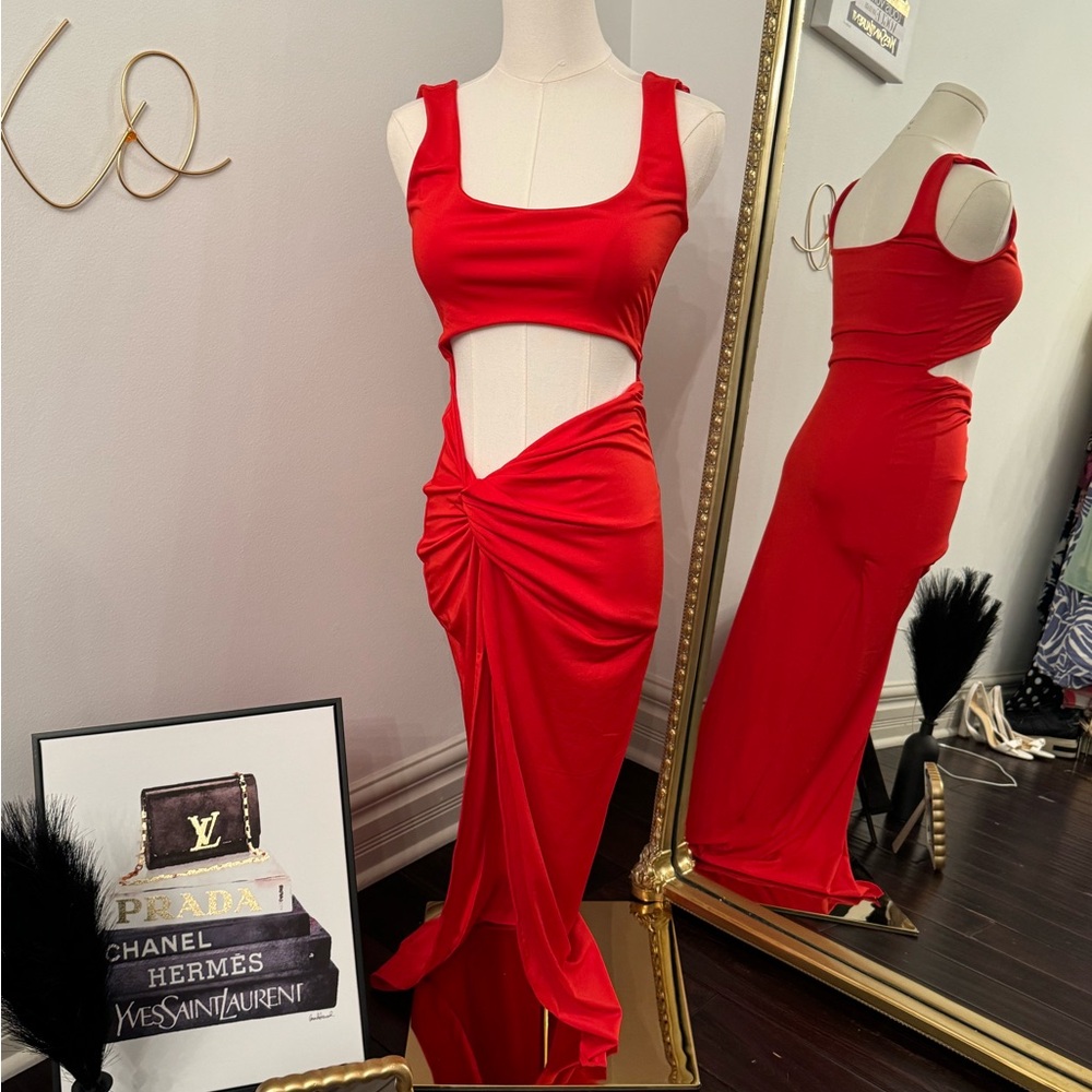 Red Cutout Maxi Dress